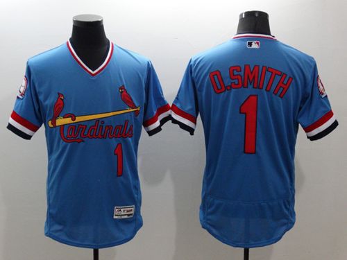 Cardinals #1 Ozzie Smith Light Blue Flexbase Authentic Collection Cooperstown Stitched MLB Jersey - Click Image to Close